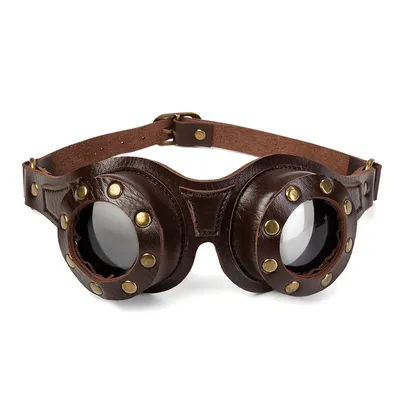 Divertenti occhiali Steampunk Accessori gotici in pelle Uomo Halloween Cosplay Occhiali protettivi Occhiali da gentiluomo per feste per adulti