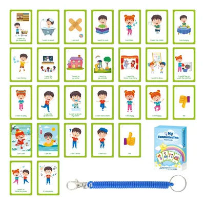 Bview Art Autism Communication Cards for Kids Nonverbal Visual Learning Tools Special Needs Cognitive Prompt Cards