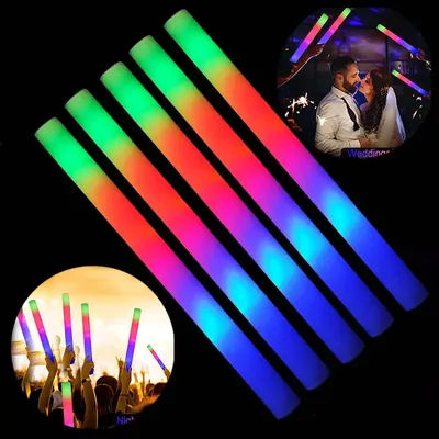 30/60pcs LED Glow Foam Stick Flashing Glow Batons Customized Personalized Glow Cheer Tube Glow In The Dark Wedding Xmas Party