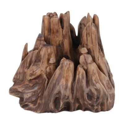 Strong Nature,'Abstract Sculpture Crafted in India From Reclaimed Teak Wood'