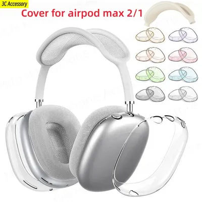 EarCups Cover for airpod max 2/1 Silicone Case Cover Transparent TPU Case for AirPods Max (USB-C/Lightning)(2024/2020)Headset