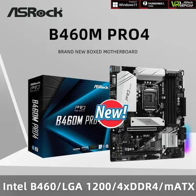 ASRock Brand New B460M PRO4 Motherboard LGA1200 Support 10900K 10100F 10600KF 10400KF 10700k G6400 G5900 CPU DDR4 M.2 HDMI mATX