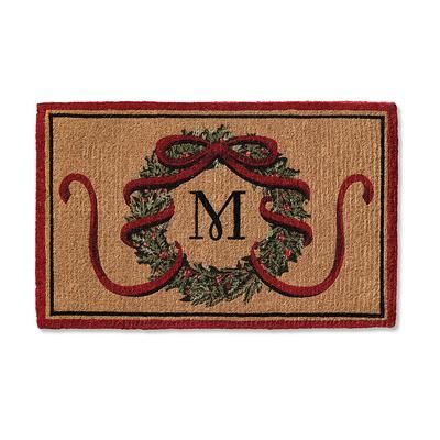 Classic Wreath Monogrammed Door Mat - N - Frontgate