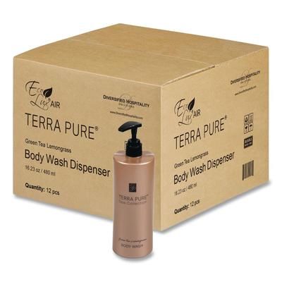 Diversified Hospitality Solutions Terra Pure Body Wash Air Pump, Green Tea Lemongrass, 16.23 oz Bottle, 12/Carton (DHS458968)