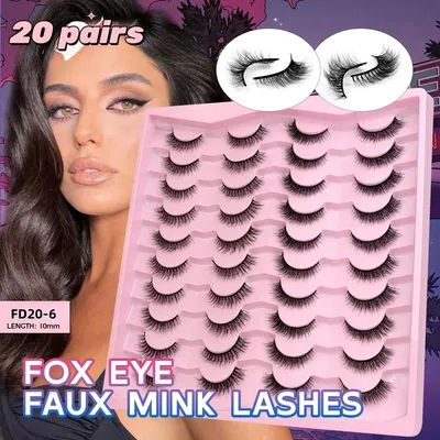 20 pairs of mixed shaped false eyelashes, new cat eye 3D fluffy soft eyelashes, reusable full eyelash extension makeup