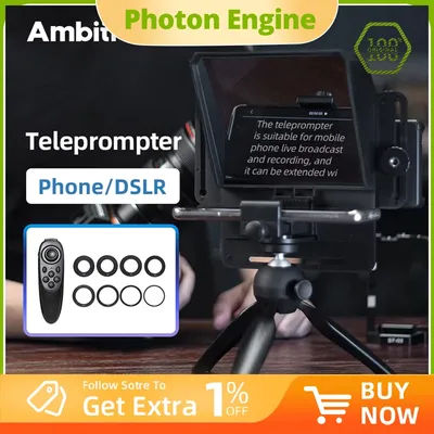 Ambitful T1 Mini Teleprompter Phone and DSLR Recording Portable Inscriber Mobile Teleprompter Artifact Video With Remote Control