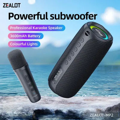 ZEALOT-MP2m Machine de karaoké haut-parleur Bluetooth Portable avec 1-2 Microphone sans fil IPX5 étanche 360 ° Haut-parleur sans fil