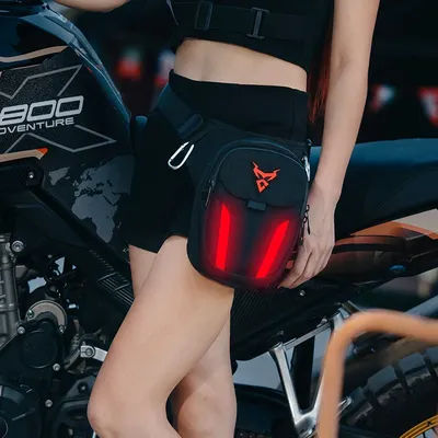 LED Red Light Motorcycle Leg Bag Thigh Belt Hip Bum Waterproof Ride Cycling Biker Waist Bag Fanny Pack Moto Travel Hiking Pocket
