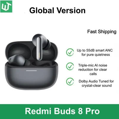 Global Version Redmi Buds 8 Pro TWS Earphone 55dB Active Noise Cancellation 3-mic Al Noise Reduction Hi-Res Audio Mi Earbuds