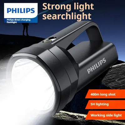 Philips 2025 Lampe de poche LED USB puissante – Lampe de poche portable pour camping en plein air, projecteur utilisé pour diverses usages d'éclairage