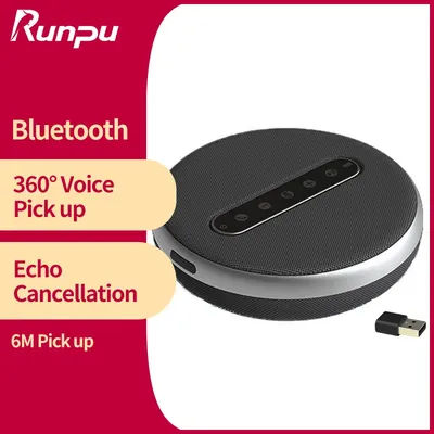 Bluetooth Conference Microphone USB Speakerphone Omnidirectional Computer 6 Mic 360° Voice Pickup Video Online Speakers Desktop