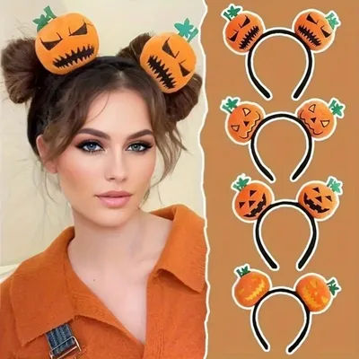 1PC Halloween Pumpkin Headbands Set - Adorable Jack - O'-Lantern Ears Hair Accessories for Festive Looks