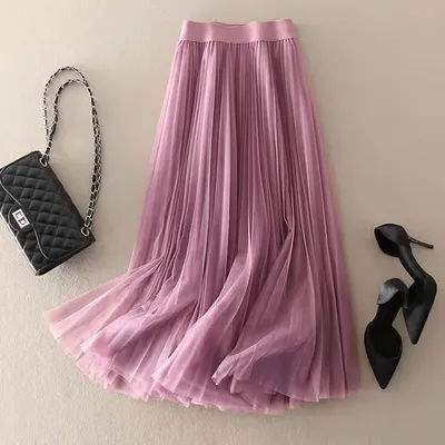 Jupe plissée en maille plissée pour femme, taille haute, froncée, slim, tempérament, décontracté, coréen, midi, été