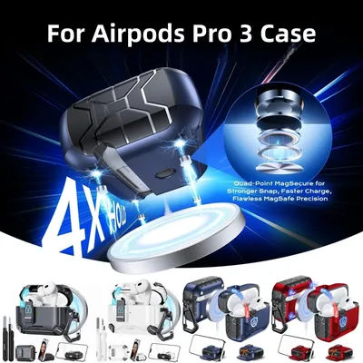 Phone Stand Case Cover for AirPods Pro 3 with Cleaning Kit Magsafe & Magnetic Auto Lock Protective Case Cover for AirPods Pro 3