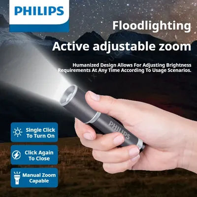 Philips 2025 nouvelle lampe de poche EDC SFL2251 lampe de poche en aluminium batterie remplaçable Zoomable Mini taille adaptée au Camping en plein air
