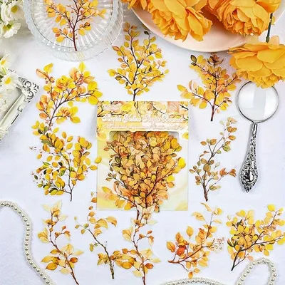 TIANZI 20/120 pcs Plants Flowers Leaf PET Sticker pack Decor Scrapbooking Collage Junk Journal Planner Decor Stickers Stationery