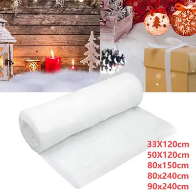 Rouleau de neige artificielle de noël, tapis de neige blanc, couverture de neige, accessoire en coton doux pour arbre de noël, arrière-plan de Village, tapis de décoration d'arbre