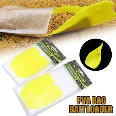 Sac PVA soluble dans l'eau, Kit de maille PVA à fusion rapide avec chargeur d'appâts, outil de pêche pour méthode d'alimentation, plate-forme de carpe, matériel de lancer d'appât, 50 pièces