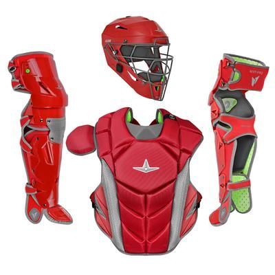 All Star MVP-Pro NOCSAE Certified Youth Baseball Catcher's Set Scarlet/Graphite