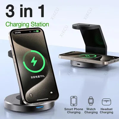 Stazione di ricarica rapida da viaggio per caricabatterie wireless magnetico 3 in 1 per Magsafe iPhone 16 15 14 13 12 Pro Max iWatch 10 SE AirPods Pro
