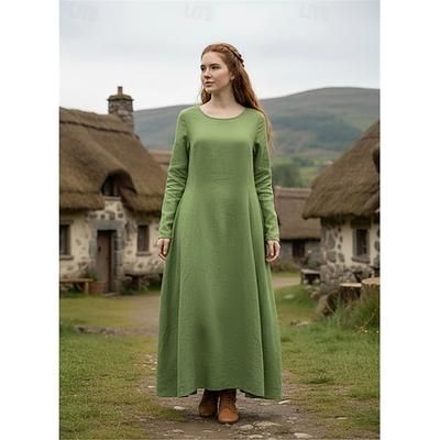Retrò Vintage Medievale Rinascimento Vestito Costume di fantasia Abito Tunica Vichingo Ranger Costume Per donna Celtico Vichingo Halloween Carnevale Performance LARP Fiera Rinascimentale Adulti