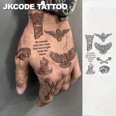 Waterproof Semi-permanent Tattoos,Roman Pillar, Flywheel, Owl Temporary Tattoos,Magic Tattoos, Lasts 1-2 Weeks