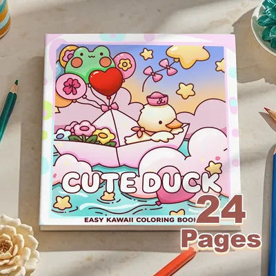 7.9*7.9 Inches 24 Page New Style Design Cute Little Duck Coloring Book Simple And Healing Coloring Book Pearlescent Thick Paper