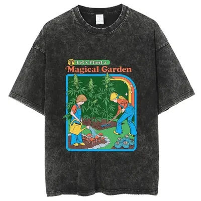 Men Clothing New Top Tees Mens T-Shirt Let's Plant A Magical Garden Kids Graphic T-Shirts Men Tshirt for Men Ropa Hombre 61415