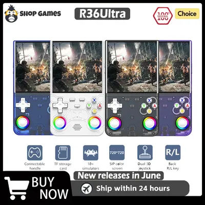 R36 Ultra 2025 Open Source R36S Video Game Console Linux System 4.0 Inch IPS Screen Portable Pocket Video Player 64G best Games