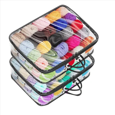 B97A-3 Pack Clear Yarn Storage Bags Yarn Storage Organizer Tote Bag For Knitting Needles Crochet Hooks Yarn Balls Yarn