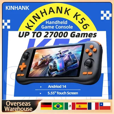 KINHANK K56 Handheld Game Console 5.5'' Touch Screen 50 Emulators PS1/PSP/DC/SS 5000mAh WIFI5 Android 14 Retro Game Player Gift