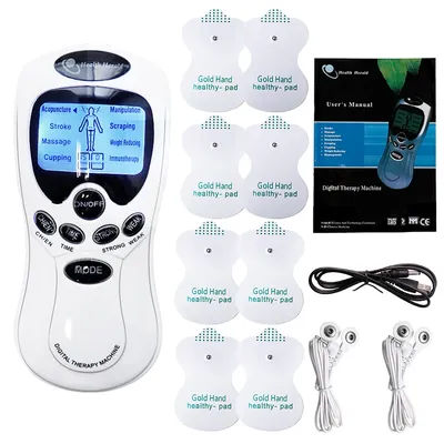 Dual Output Electric Tens Pulse Massager Instrument Electrical EMS Muscle Stimulator Acupuncture Massage for Neck Back Full Body