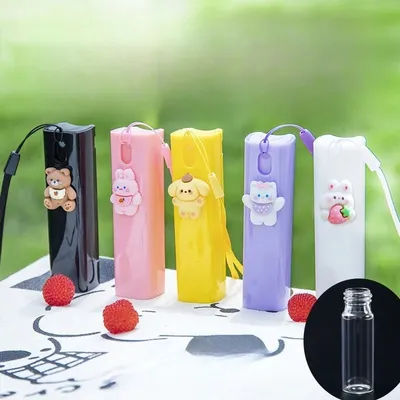 Travel Spray Bottle Portable 10ml Cute Cartoon with Lanyard for Cosmetic Sanitizer Refillable Mini Container Perfume Bottle
