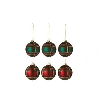 Confezione di 6 ornamenti natalizi in vetro rosso 8x8x8 cm