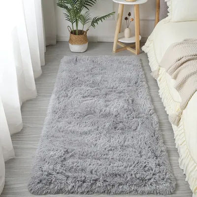 Ins – tapis de chambre à coucher en laine de soie, teinture par nouage, couverture de chevet en peluche, en velours, rectangulaire uni, décoration de salon
