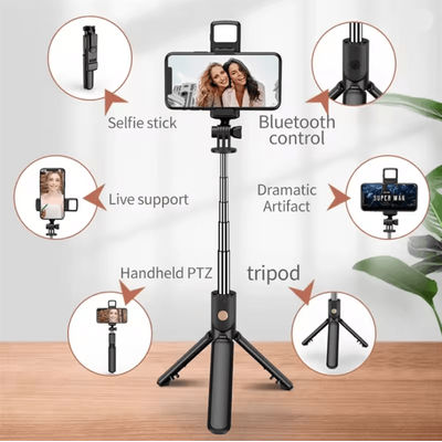 Flexible 360 Degree Selfie Stick Tripod With Wireless Remote And Phone Holder pink(without Led)