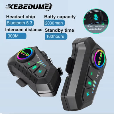 RideTalk BT 5.3 Motorcycle Intercom Headset For 2 Riders With Music Sharing 2pcs Soft Mic