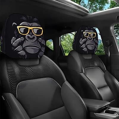2 pezzi di copri poggiatesta per auto a forma di animale - design stampato su entrambi i lati, protezioni elastiche non imbottite per sedili auto, decorazioni antigraffio per poggiatesta per auto,