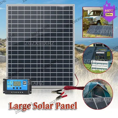 500W/1000W 12V Photovoltaic Solar Panel Power Bank Kit 100A Controller Solar Plate for Home/Camping/RV/Car Fast Battery Charger