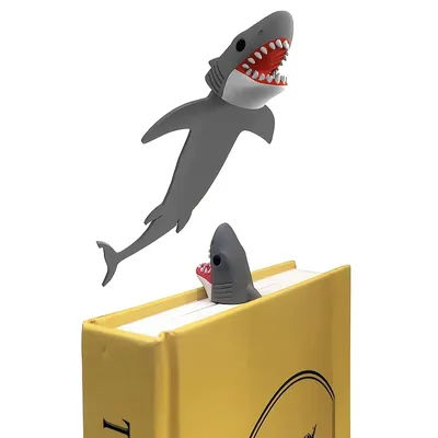 Creative 3D Great White Shark Bookmark- Durable Plastic, Black with Red Teeth Detail, Student Stationery Gift for School Opening