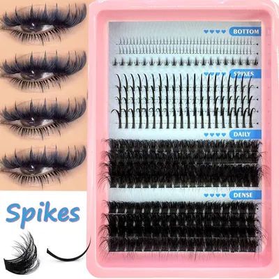 15Rows False Eyelashes Clusters Spikes&Bottom Lashes DIY Manga Cluster Eyelash Extensions Waterproof Individual Lashes Clusters