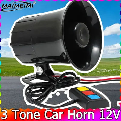  3 Tone Car Horn Sound Loud Air Horn 12V Loud Sound Horn Car Loud Speaker Motorcycle Warning Alarm Loud Police Fire Siren Horn