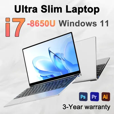 New Ultra Thin Laptop Intel Core I7 8650U 14.1 Inch 32 Gb Ram 2 Tb Ssd Gaming Pc for Office and Studio Windows 11 Pro