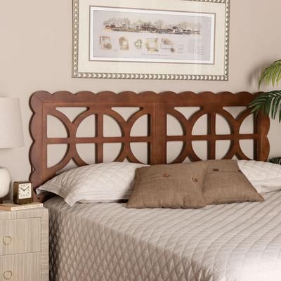 Nansen Wood Headboard with Scalloped Frame, Queen, Walnut by Baxton Studio in Brown (Size OS)