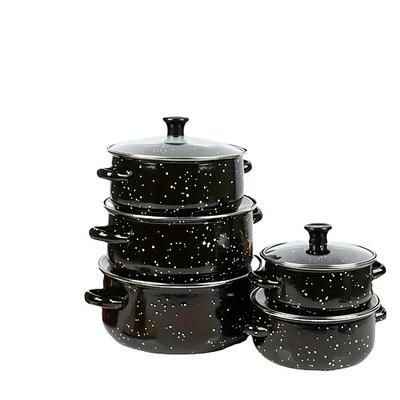 Set di pentole smaltate da 5 pezzi - pentole leggere multiuso adatte a zuppe, stufati ecc. - compatibili con fornelli a gas ed elettrici - scelta perfetta per cucine domestiche e ristoranti