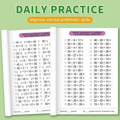 Children Addition and Subtraction Learning Math Preschool Math Exercise Book Within 10-100 Handwriting Practice Notebooks