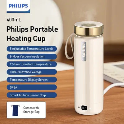 Philips tasse chauffante Portable 400ML 12 heures tasse électrothermique à température constante tasse thermos 5 niveaux de température réglables