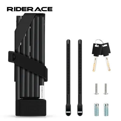 RIDERACE Foldable Bicycle Lock High Security Anti-Theft Portable For MTB Bike Scooter Electric E-Bike Road Cycling Chain Lock