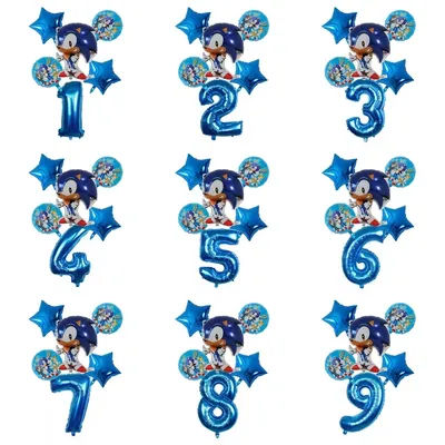 Hedgehog Anime Character Boy Cartoon Balloon Number Combo Set Sonic Action Figure Birthday Party Aluminum Balloon Baby Gift
