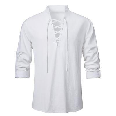 Medievale Rinascimento 17° secolo Camicia Pirata Vichingo Tinta unita Costume Per uomo Halloween Carnevale Casual Quotidiano Fiera Rinascimentale LARP Adulti Camicia Primavera Estate